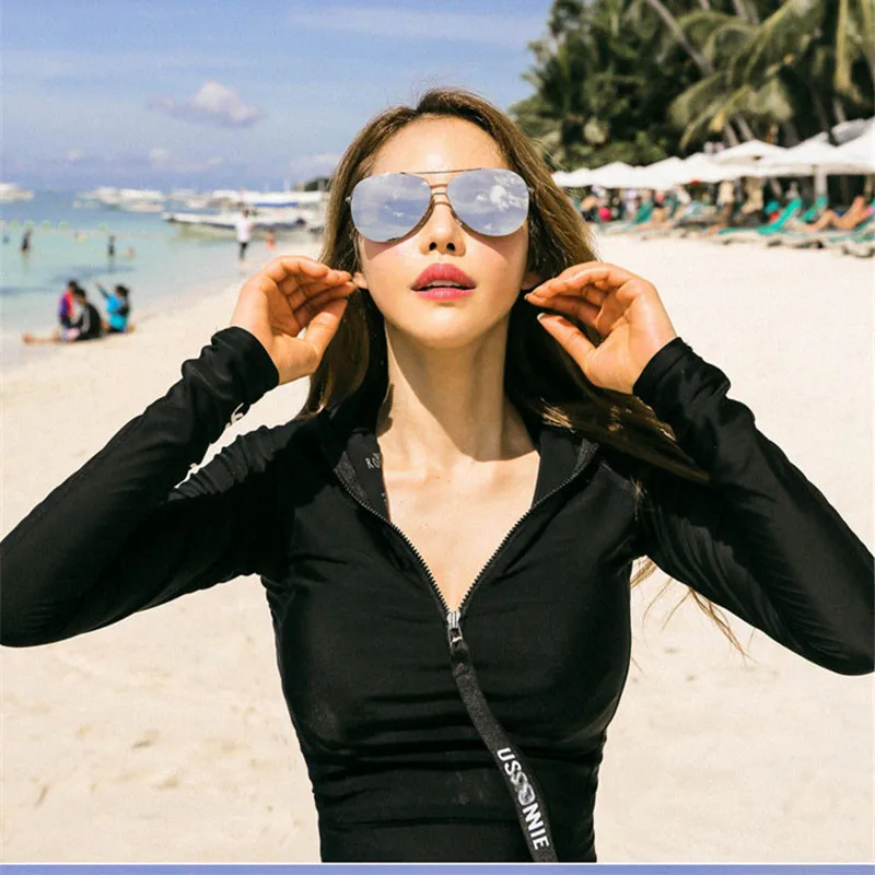 Купальник из двух предметов однотонная пляжная одежда с длинным рукавом и