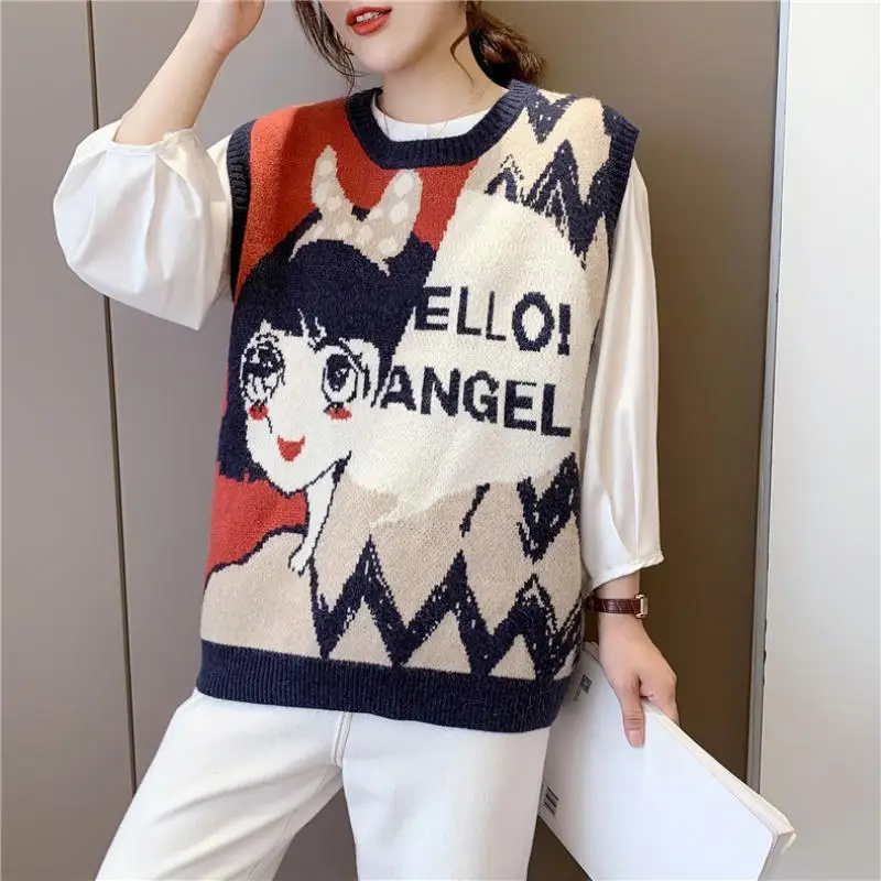 

Outer knitted wool vest vest women's autumn and winter new style, inner women's wear Japanese layered round neck sleeveless swea