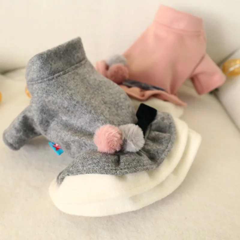 Теплое платье для домашних животных Зимняя утепленная юбка принцессы с двумя