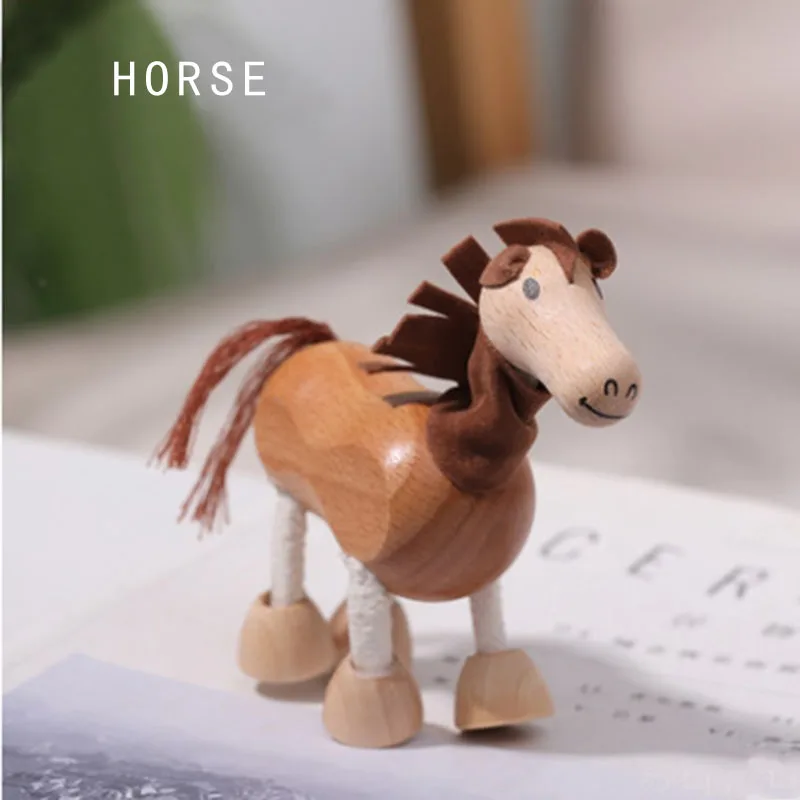 HORSE Искусственное деревянное животное, различные украшения ручной работы Статуэтка для дома детская спальня настольные украшения для вечеринки, дня рождения, кукла подарок - Цвет: HORSE