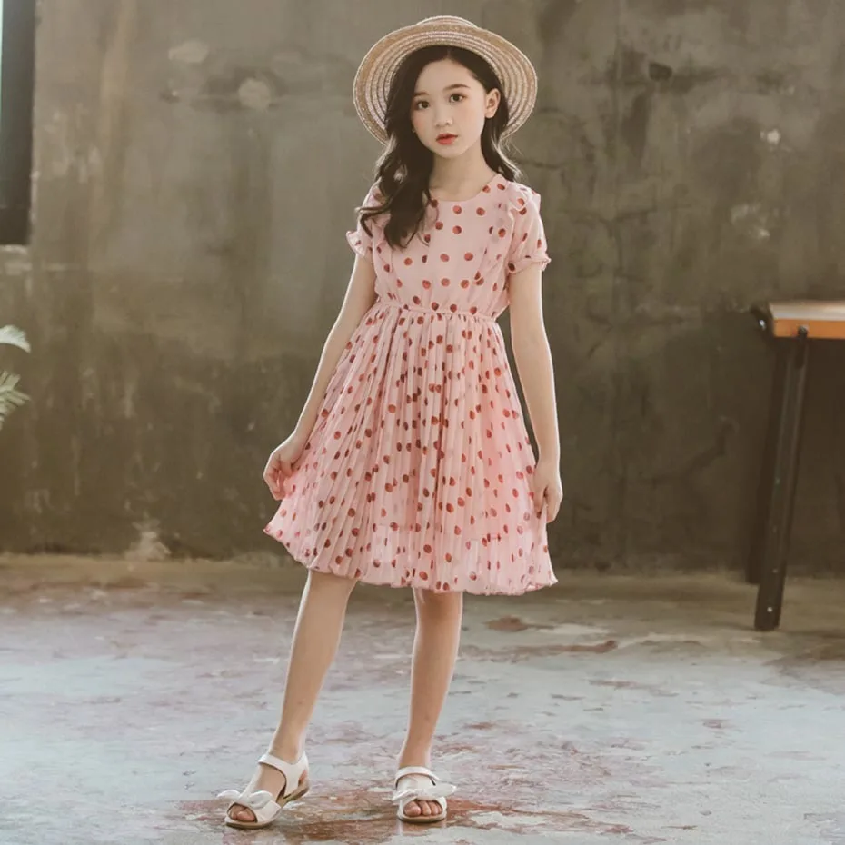 Новинка 2020 платье для девочек Модное детское в горошек весенне-летнее