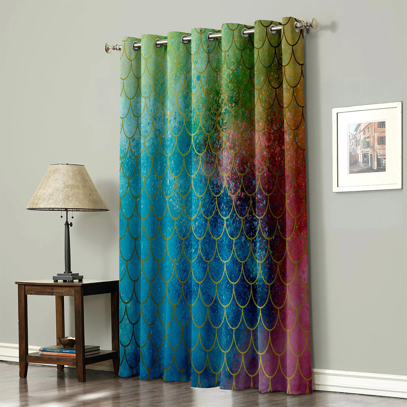 Красочные русалка весы на окна и двери Шторы s Подзор стержень Гостиная вечерние