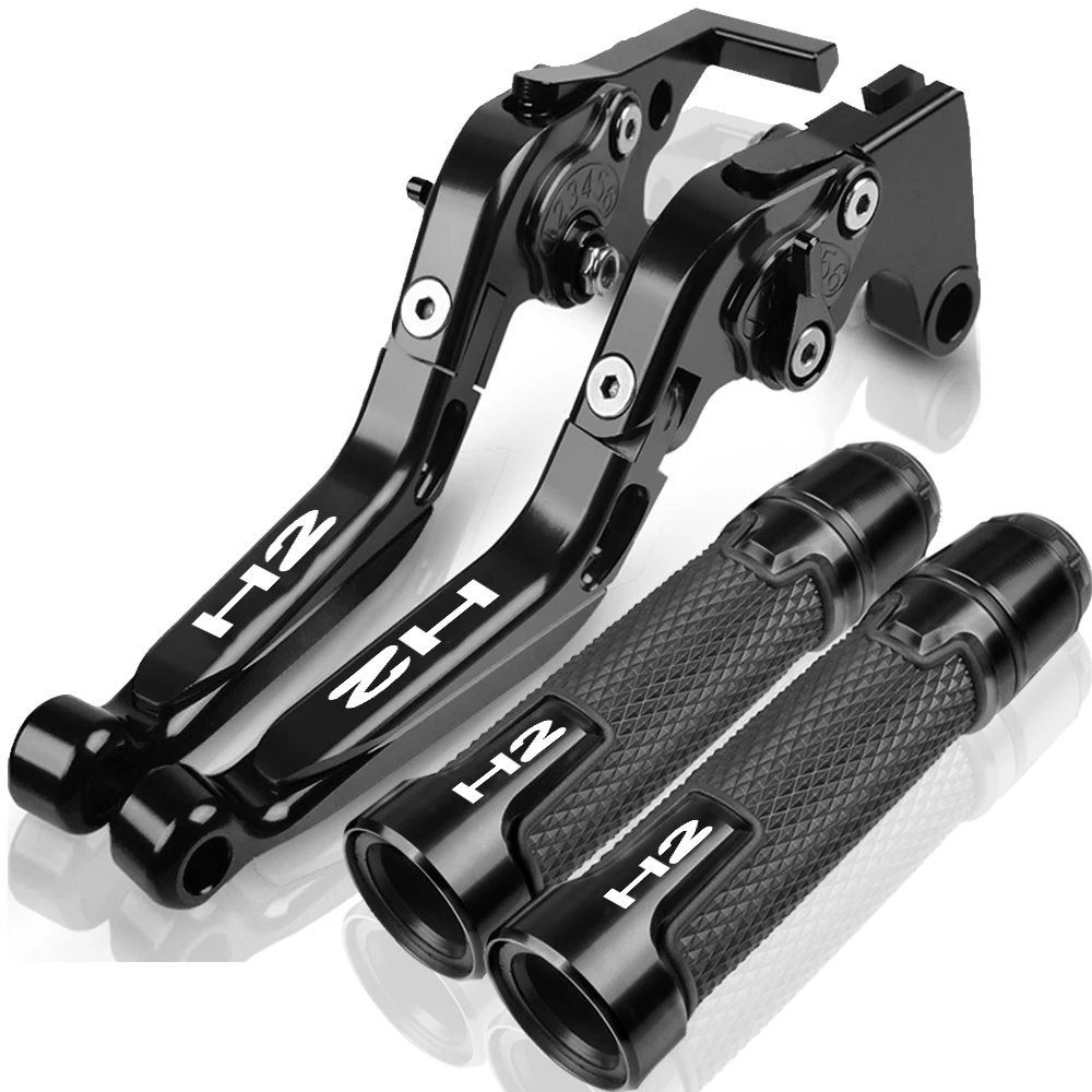 

H2 logo Brake Clutch Levers Handlebar Handle Grips End For Kawasaki Ninja H2 SX SE 2015 2016 2017 Motorcycle Adjustable Aluminum