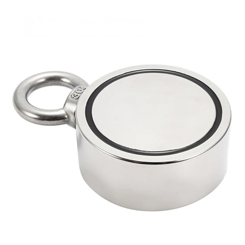 

D75mm 700KG Double Side Strong Powerful Neodymium Magnet Hook Salvage Magnet River Fishing Equipment Holder Pull Mounting Pot