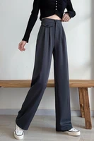2021 new high waist drape black suit pants womens straight loose mop casual pants summer pants fashion