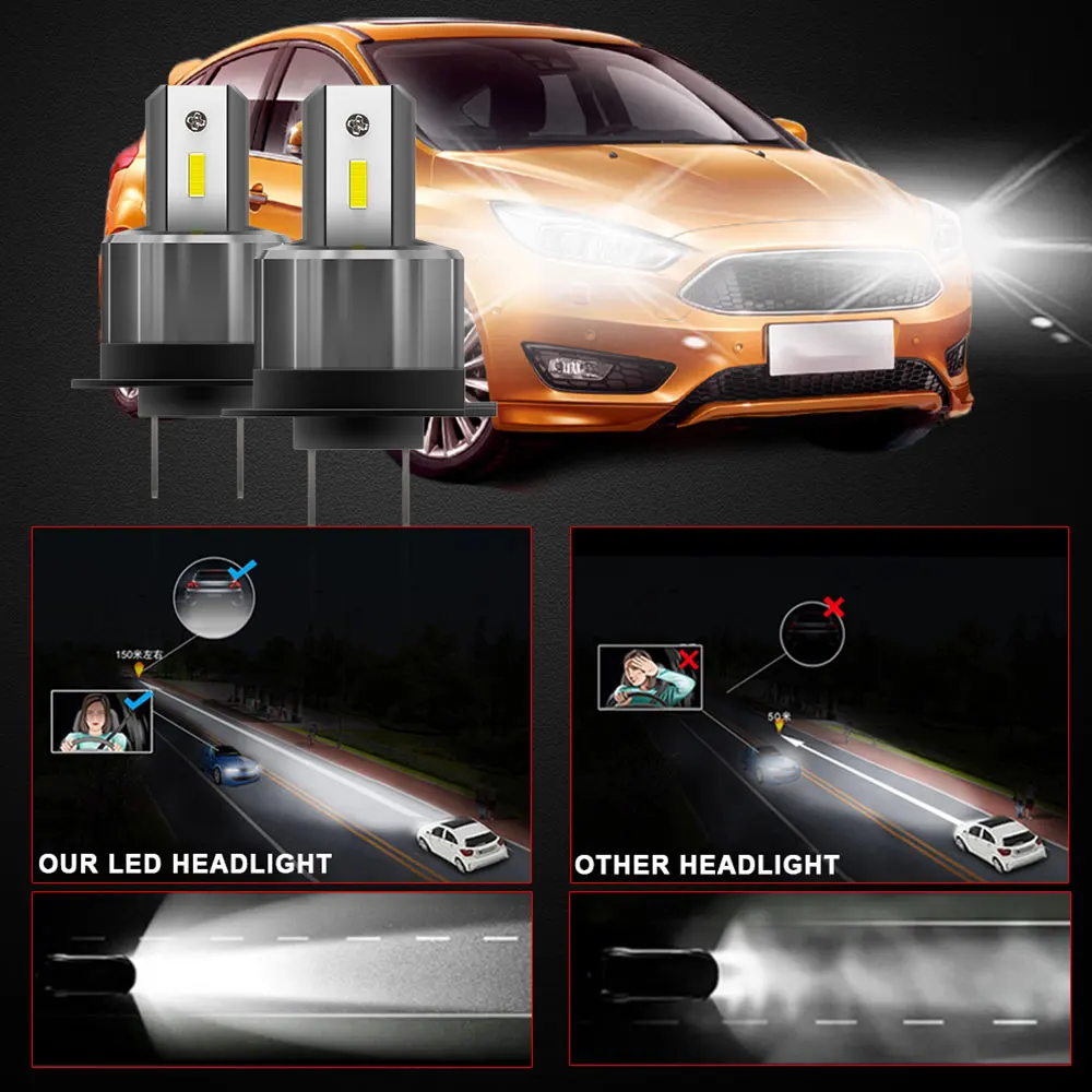 2 светодиодный лампы для передних фар с светодиодные чипы csp IP68 водонепроницаемый