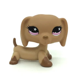 LPS редкая маленькая кошка из зоомагазина, игрушки с головой поплавка, Собака Такса #932, загар, щенок с розовыми звездами, милая коричневая колбаса, подарок для детей