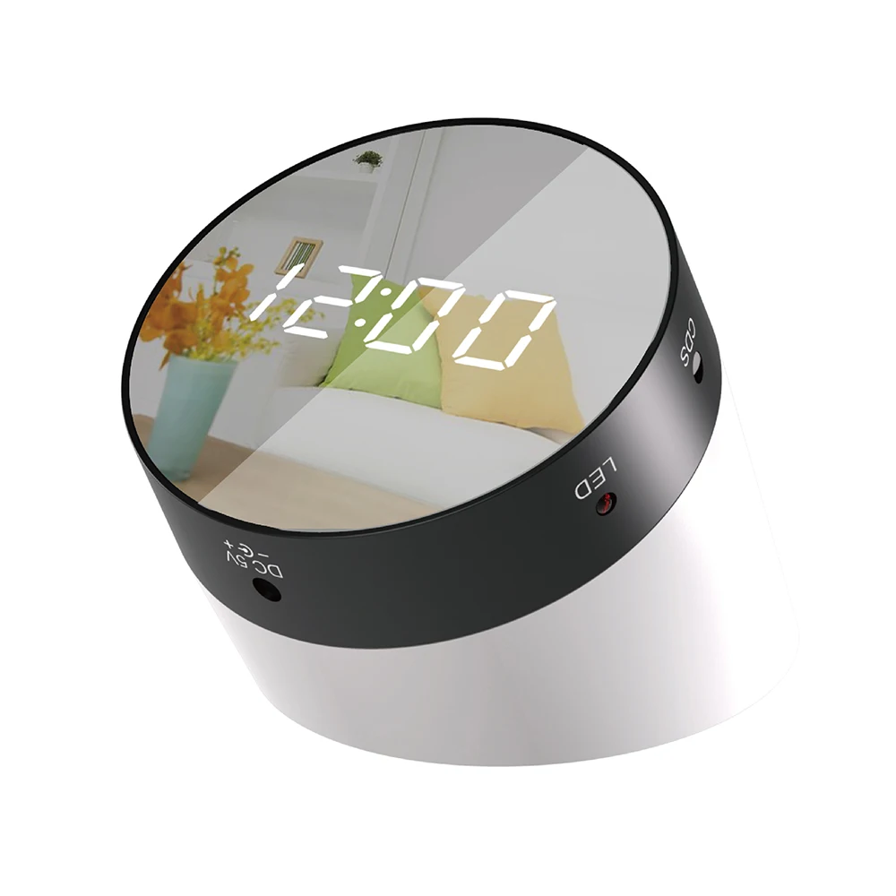 Цифровой USB светодиодный зеркальный Настольный будильник светильник