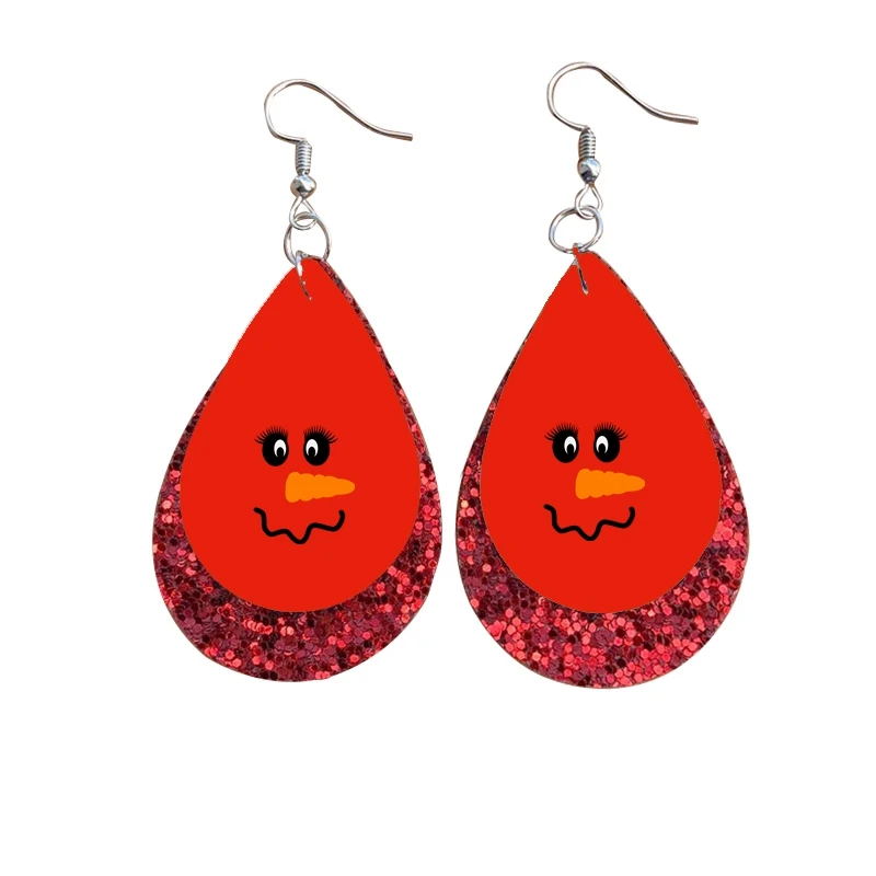 Серьги из искусственной кожи со снеговиком и пугающими лицами подарок на Новый