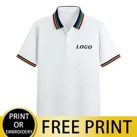 cust exquisite color striped lapel polo shirt 10 colors high end office uniforms for men and women can be customized printing pi