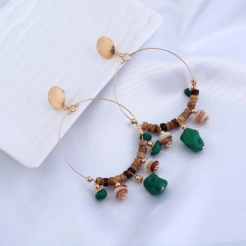 

Bohemian Vintage Dangle Earrings For Women Handmade Beaded Trendy Geometric Circle Drop Earrings Hoop Boho Jewelry