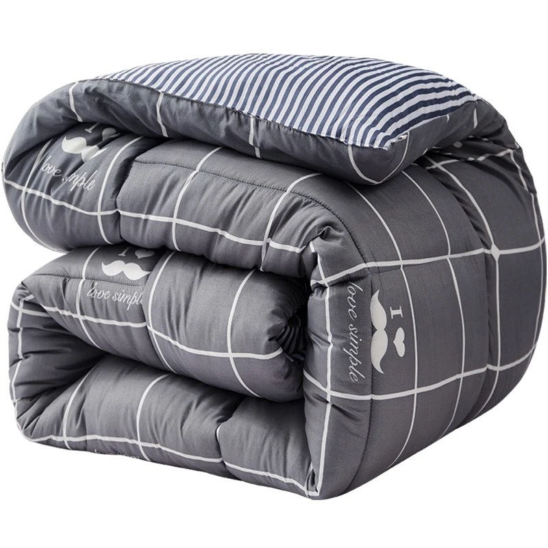 

Pure Color Thicken Duvet With Stuffing Patchwork Quilt Winter Thicken Comforter Warm Winter Bed Cover Grey Bedset 220*240cm