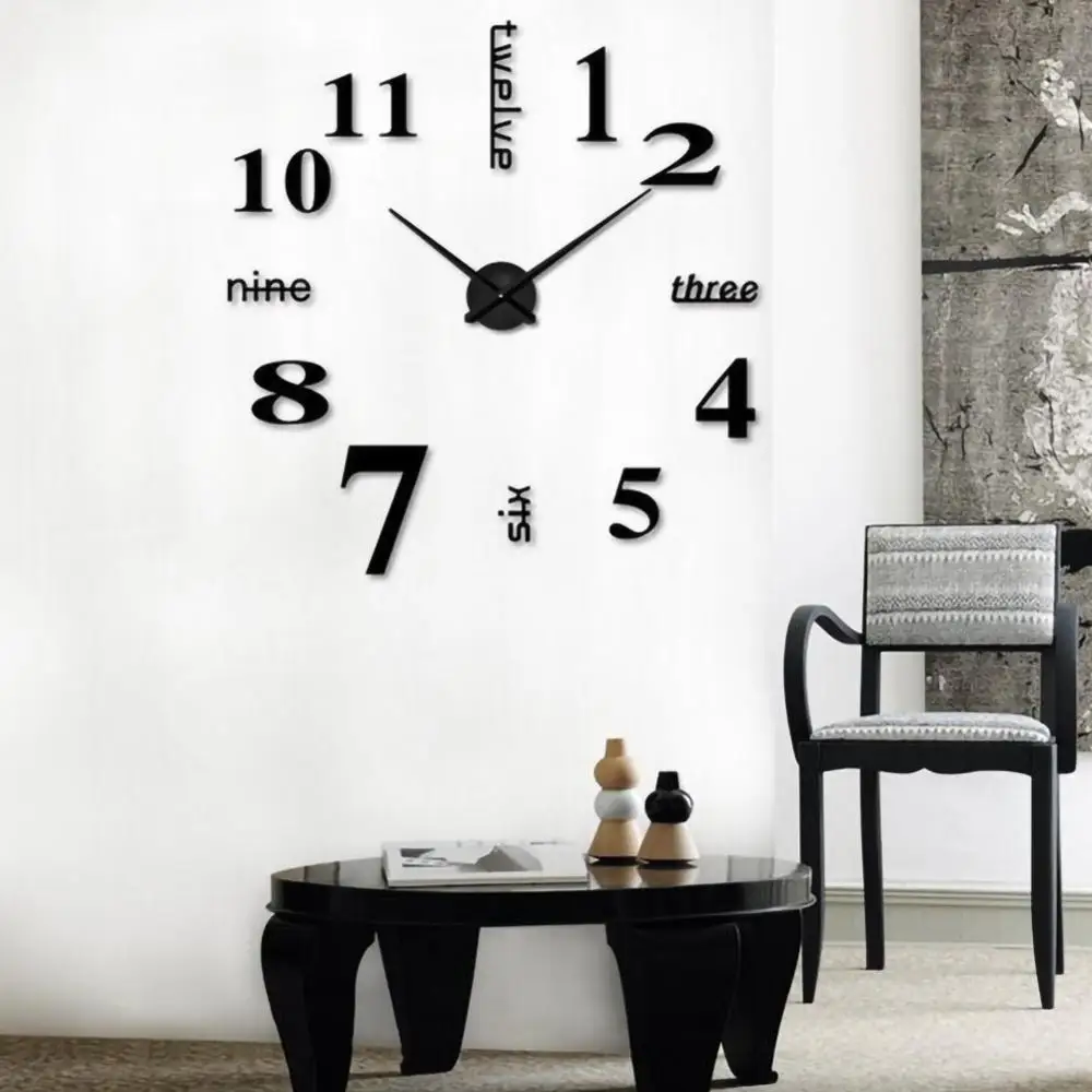 Настенные часы Наклейка 3D акриловые безрамные классические сделай сам с