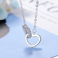 heart necklace for women 925 stamp silver color ring pendant aesthetic korean fashion chain luxury fine jewelry accessories