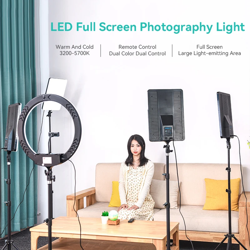 18.5 Inche 100W LED Lights Panel Photo Studio Video Light With Tripod Dimmable 3200K-5700K Photography Panel Lamp For YouTube enlarge