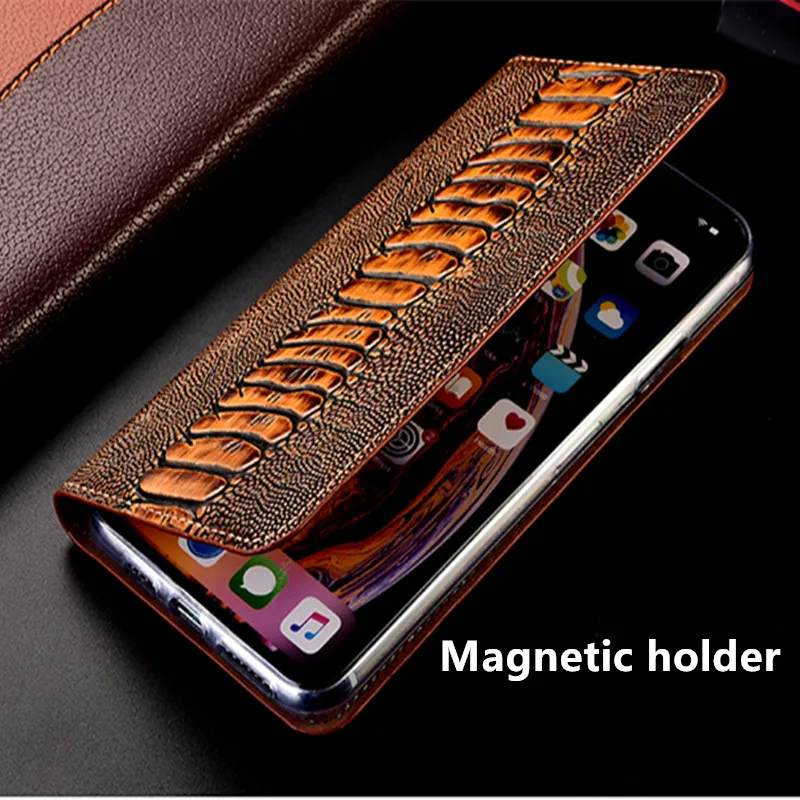 

Ostrich claw genuine leather magnetic phone case for ViVO Y70S/ViVO V19/ViVO V17 flip cover card holder holster coque funda capa