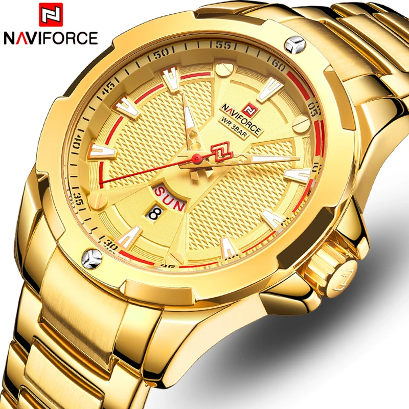 Часы наручные Naviforce Мужские кварцевые брендовые Роскошные водонепроницаемые