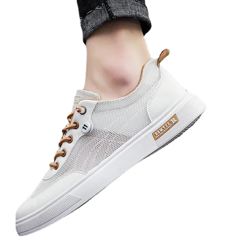 

Men's shoes 2021 new summer thin mesh breathable deodorant men's casual sports board shoes small white hollow fashion shoes