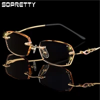 korea diamond cutting reading glasses womens rimless hyperopia glasses metal presbyopia glasses frame r0016