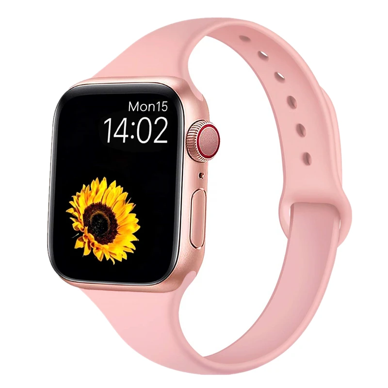 Тонкий ремешок совместим с Apple Watch seres 5 4 40 мм 44 силиконовый Спортивная петля ремешок для наручных часов iWatch, версия 1, 2, 3, ремешок 38 мм 42 мм браслет
