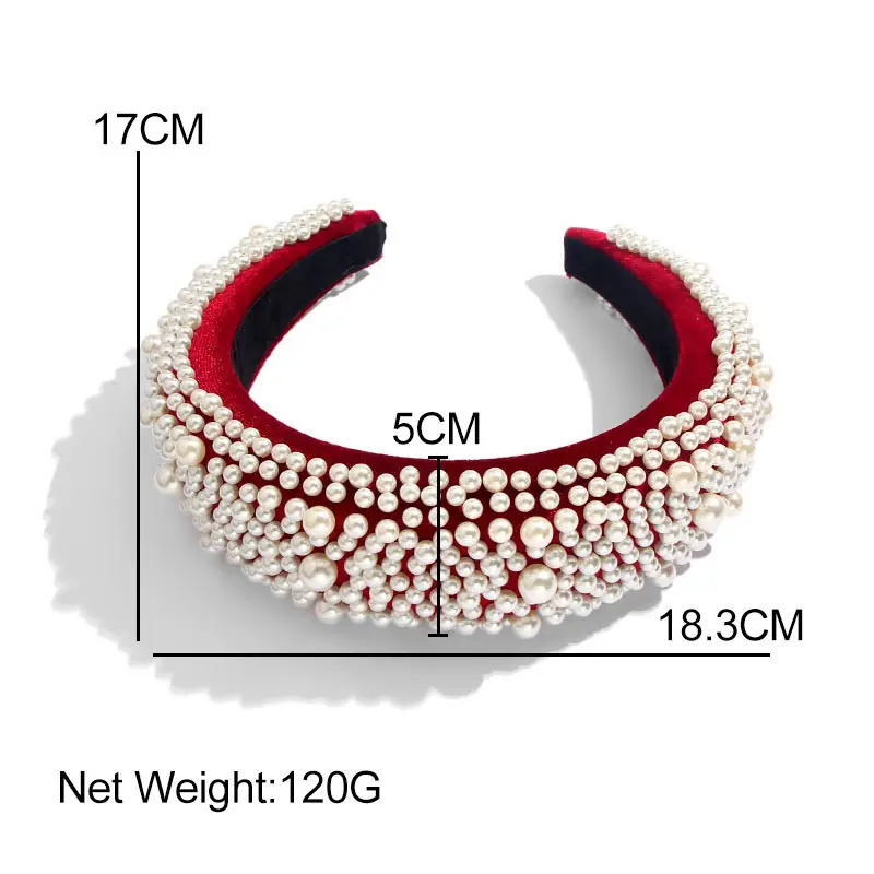 

Flatfoosie New Trendy Baroque Full Pearl Headband For Women Autumn Winter Wide 5cm Bezel Turban Hair Band Girls Hair Accessories