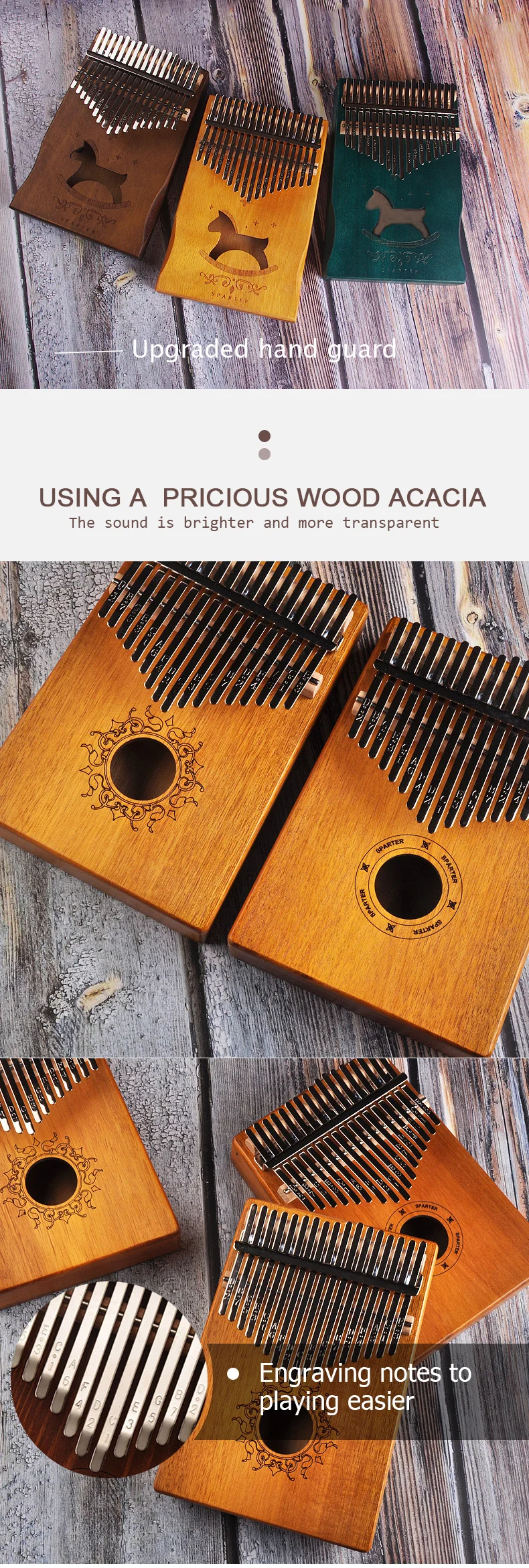 17 Keys Kalimba African solid Mahogany Thumb Piano 17 keys Solid Wood Kalimba Musical Instrument High-Quality Wood Finger Piano