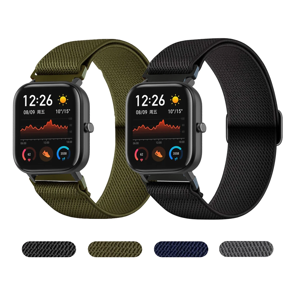

Ремешок нейлоновый для Huami Amazfit GTS, эластичный тканевый браслет для Amazfit GTS 2 Bip S GTR 2 Stratos 3, браслет для наручных часов