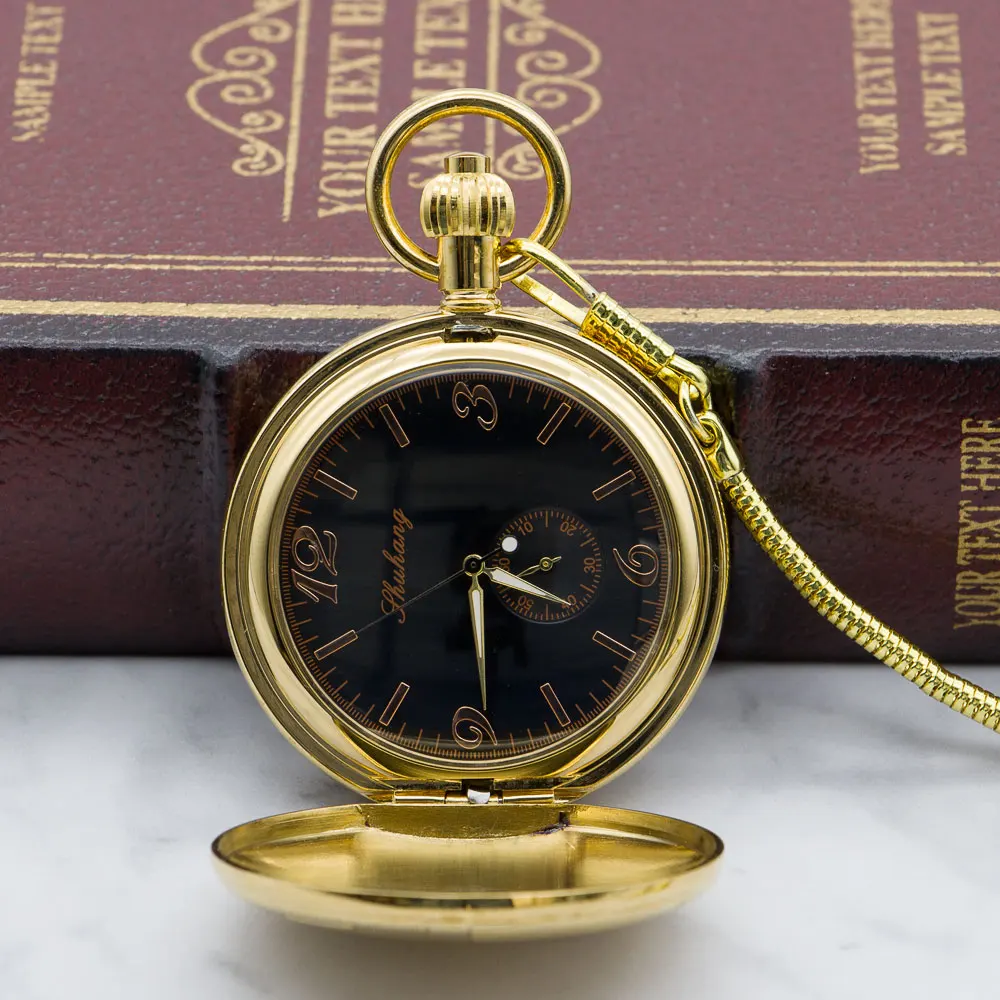 Часы-скелетоны унисекс механические брендовые Роскошные карманные с золотым