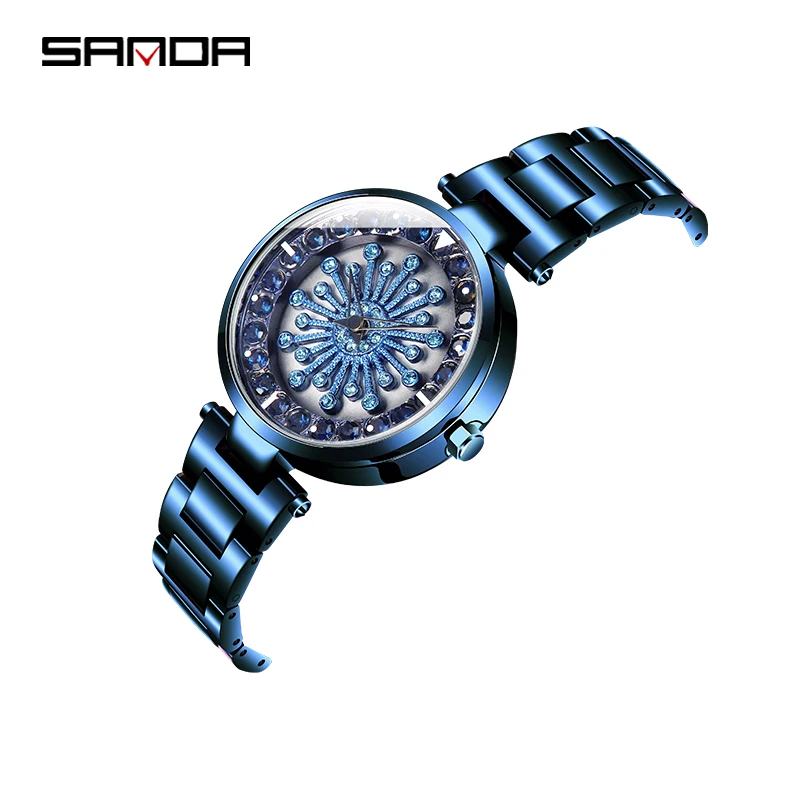 blue Sanda, женские кварцевые часы, креативный циферблат, разноцветные, модные часы, женские часы, подарок на день Святого Валентина, женские часы - Цвет: blue