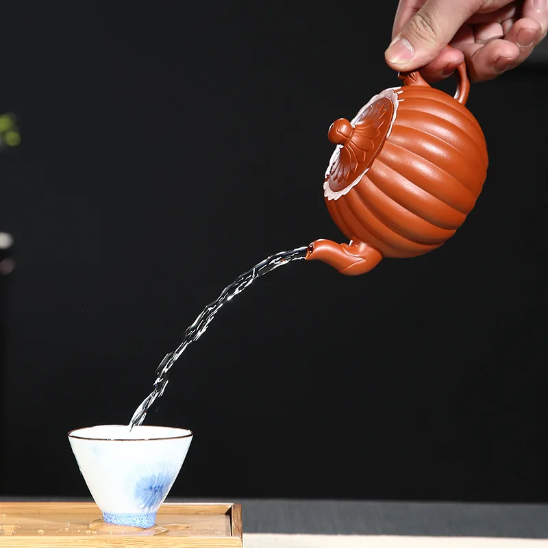

Yixing Purply Clay Tea Teapot Chinese Kongfu Pots Raw Ore Zhu Mud About 300ml 9hole