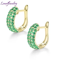loverjewelry women emerald green earrings studs pure 14kt gold ol style earrings jewelry for lady party anniversary engagement