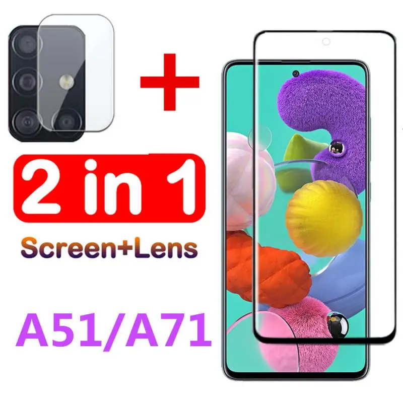 2 в 1 защитное стекло и объектив камеры для Samsung Galaxy A 51 71 защитный чехол с