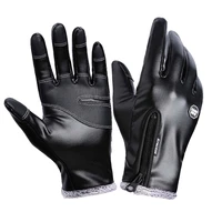 2021 winter mens leather gloves unisex fashion black cold gloves touchscreen waterproof warm windproof non slip cycling gloves