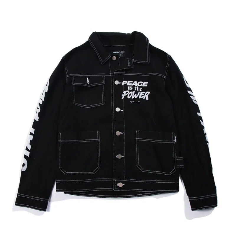 Хип Хоп Уличная Мужская джинсовая куртка оверсайз Ретро потертая Harajuku хлопковая