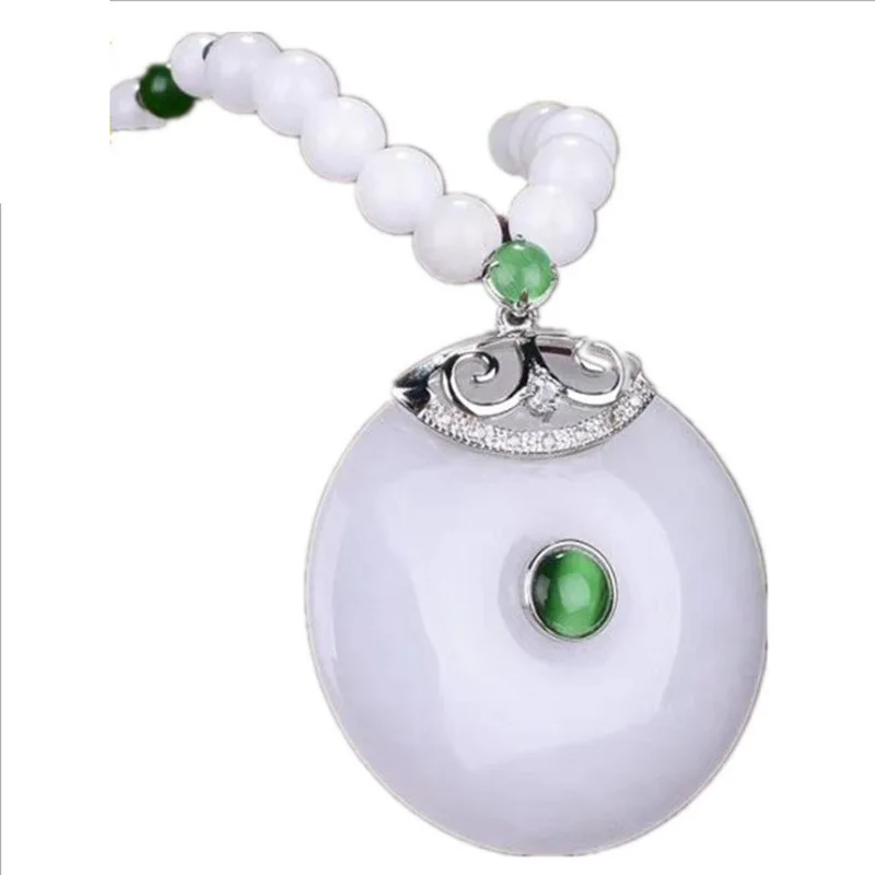 Xinjiang Золотой Шелковый нефритовый белый свитер цепочка ожерелье нефрит женские