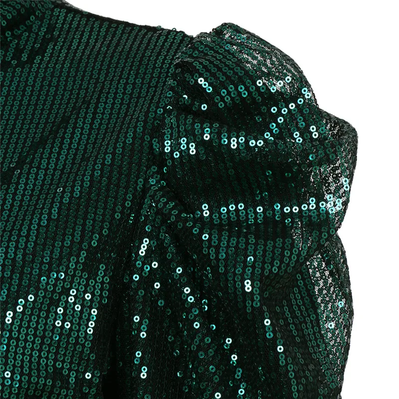 

Mini dress Women Green Sequin Dress Sexy Club Slim Long Sleeve Party Vintage Dress Night Clubwear