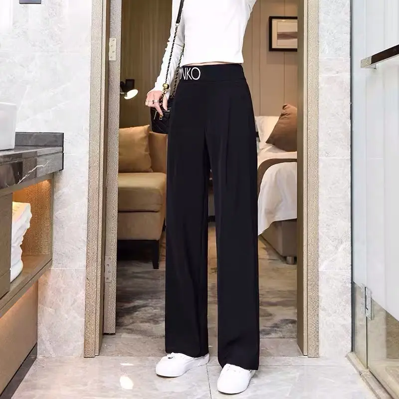 

Wide leg pants women's 2021 new student Korean loose high waist casual slim straight tube summer thin large women's