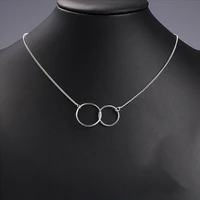 2020 fashion double circle necklace metal double ring short necklace neck chain