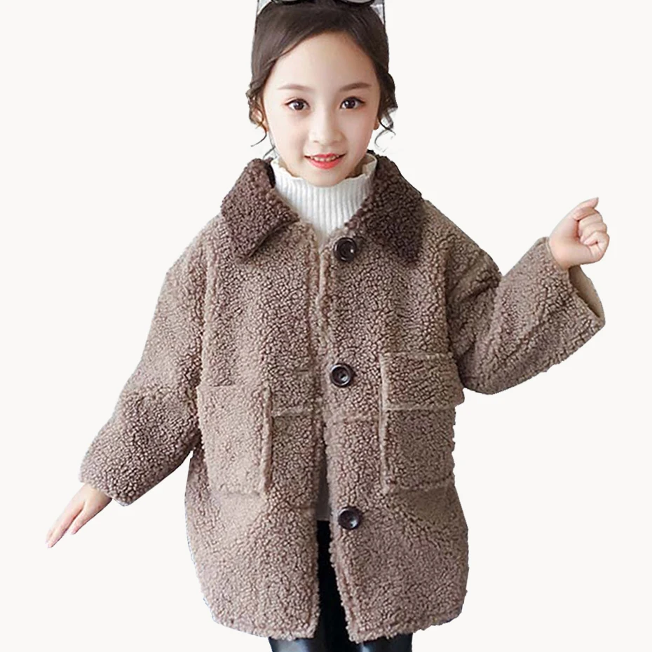 Новая куртка для девочек однотонные шерстяные пальто детская верхняя одежда с
