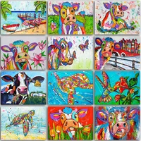 5d diy diamond painting kit animal color cow flamingo sea turtle full squareround mosaic embroidery cross stitch home decor art