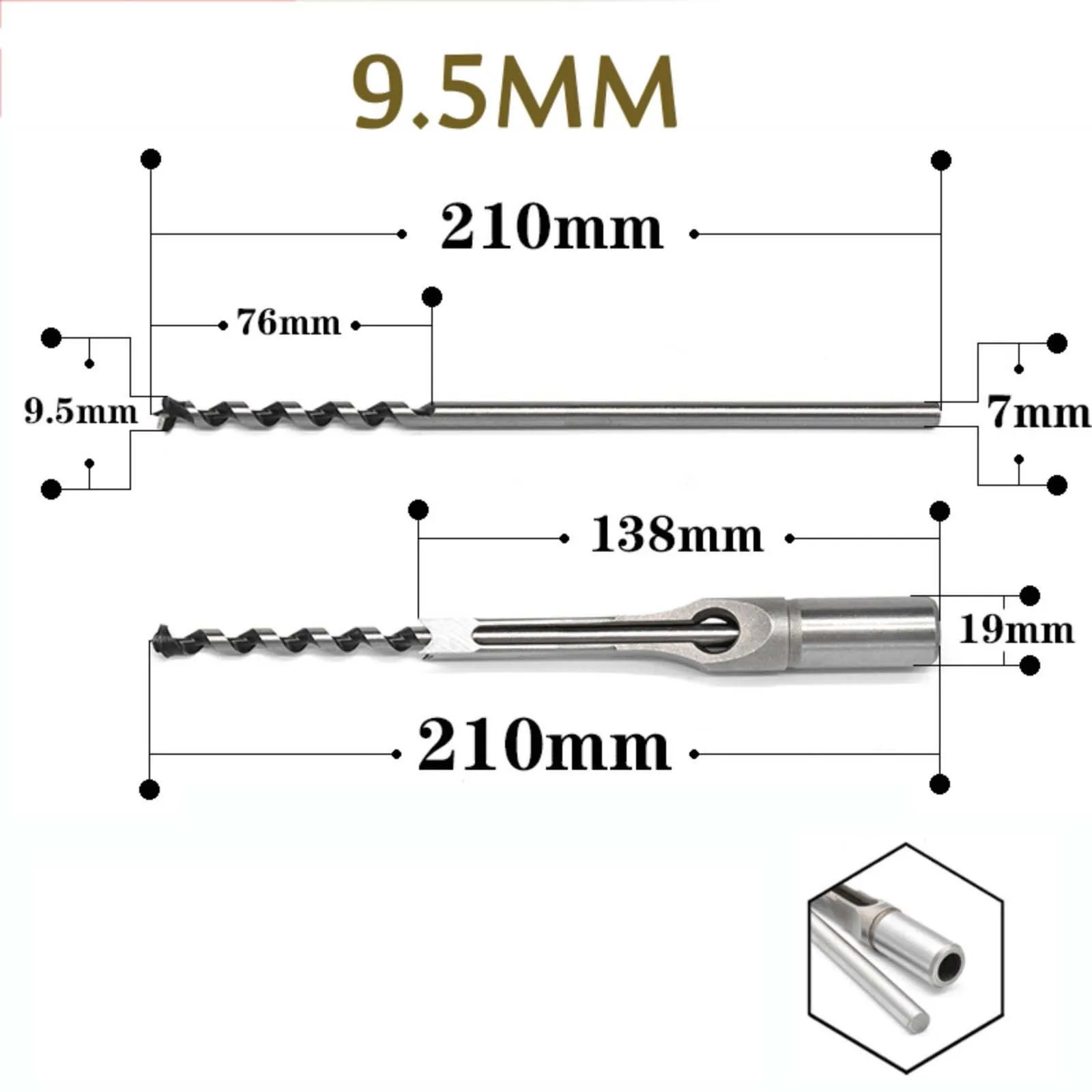 

4PC 6.4/8/9.5/12.7mm HSS Twist Square Hole Drill Bit Auger Bits Steel Mortising Drilling Craving Woodworking Tools DIY Furniture