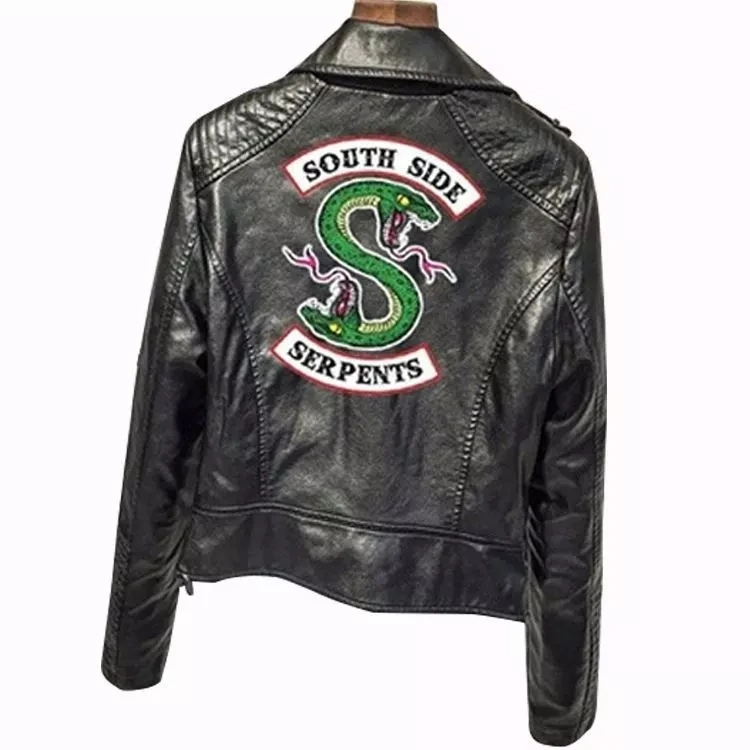 

2021 New Women Riverdale Serpents Faux Leather Jackets Crop Top Southside Snake PU Leather Streetwear Fall Zipper Coat S-XL