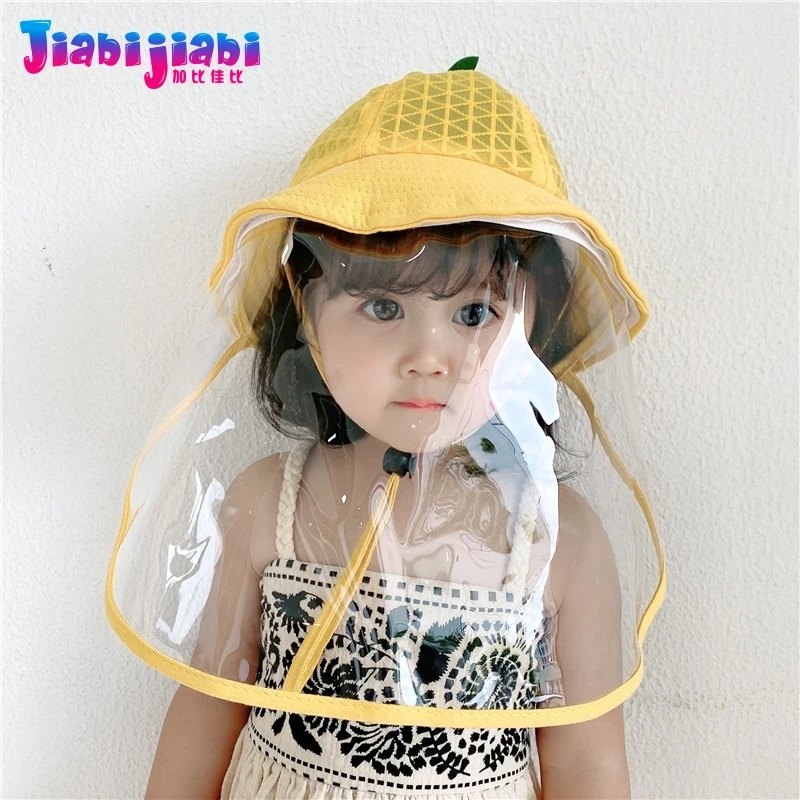 Детская шапка маска для мальчиков и девочек защитная пластиковая козырек лица