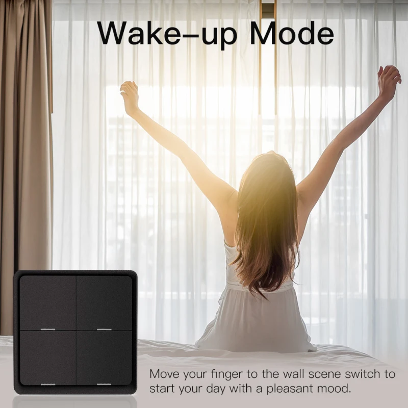 

Tuya Smart Home ZigBee Wireless 4-way Panel Scene Button Switch 12 Scene Push Button Controller Support Smartthing Smartlife