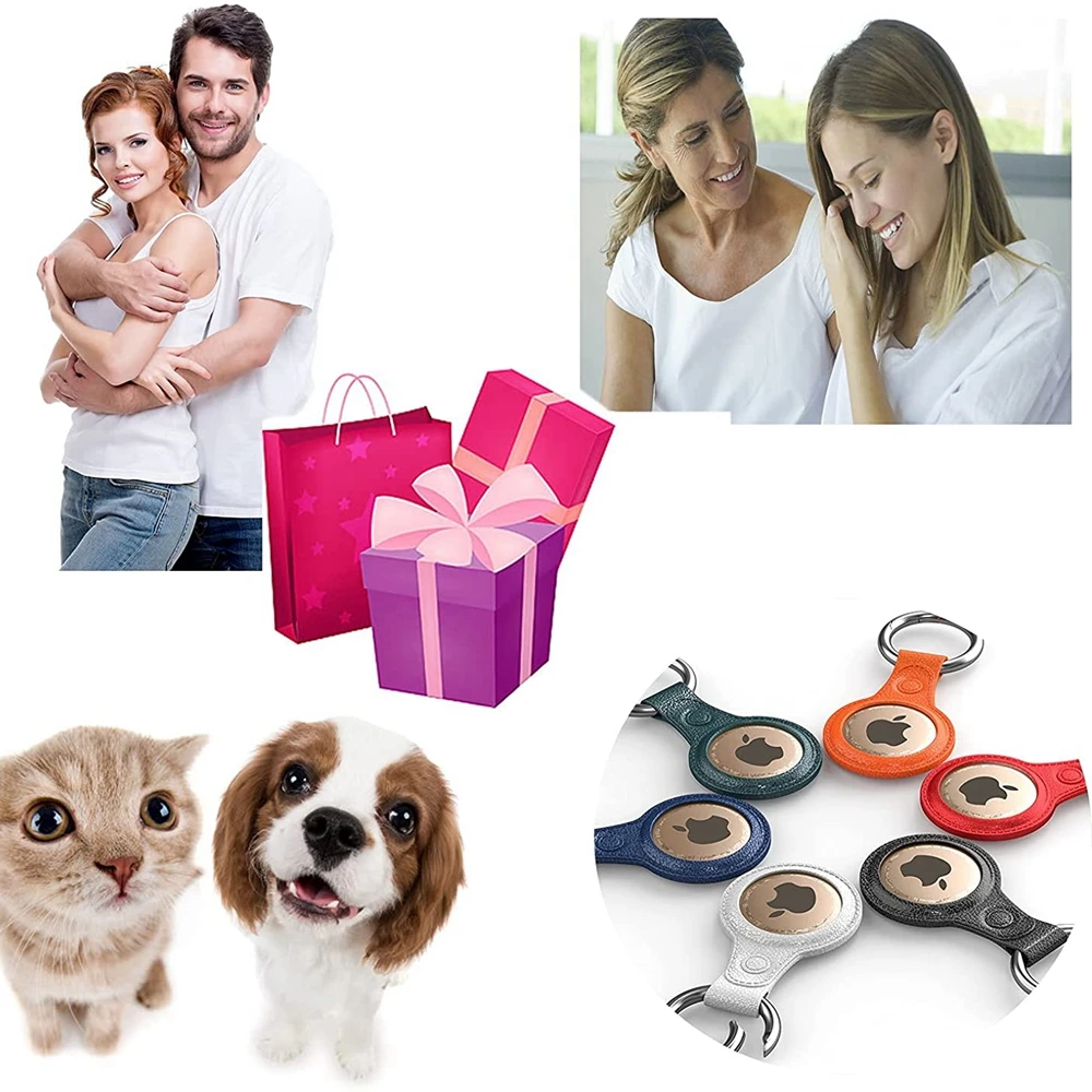 

Leather Protective Sleeve Case for Airtags Air Tags Aircovered Locator Tracker Anti-lost Device Hangable Keychain For Air Tag