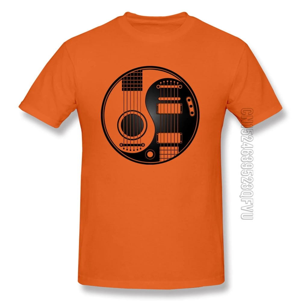 

Acoustic Electric Guitars Yin Yang T-Shirts Aesthetic Orange Men's Fashion Energetic Tshirt Newest Print Tee Shirt High Quality