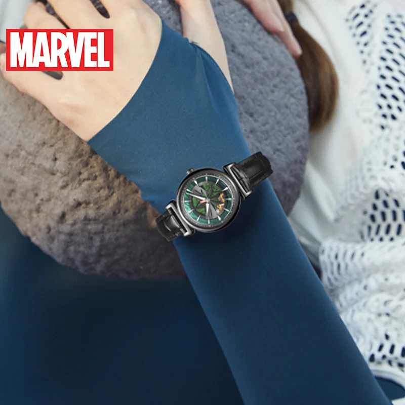Disney Official The Avengers Captain Marvel Ladies Women Fashion Casual Japan Automatic Wristwatches Hollow Out Perspective Dial enlarge