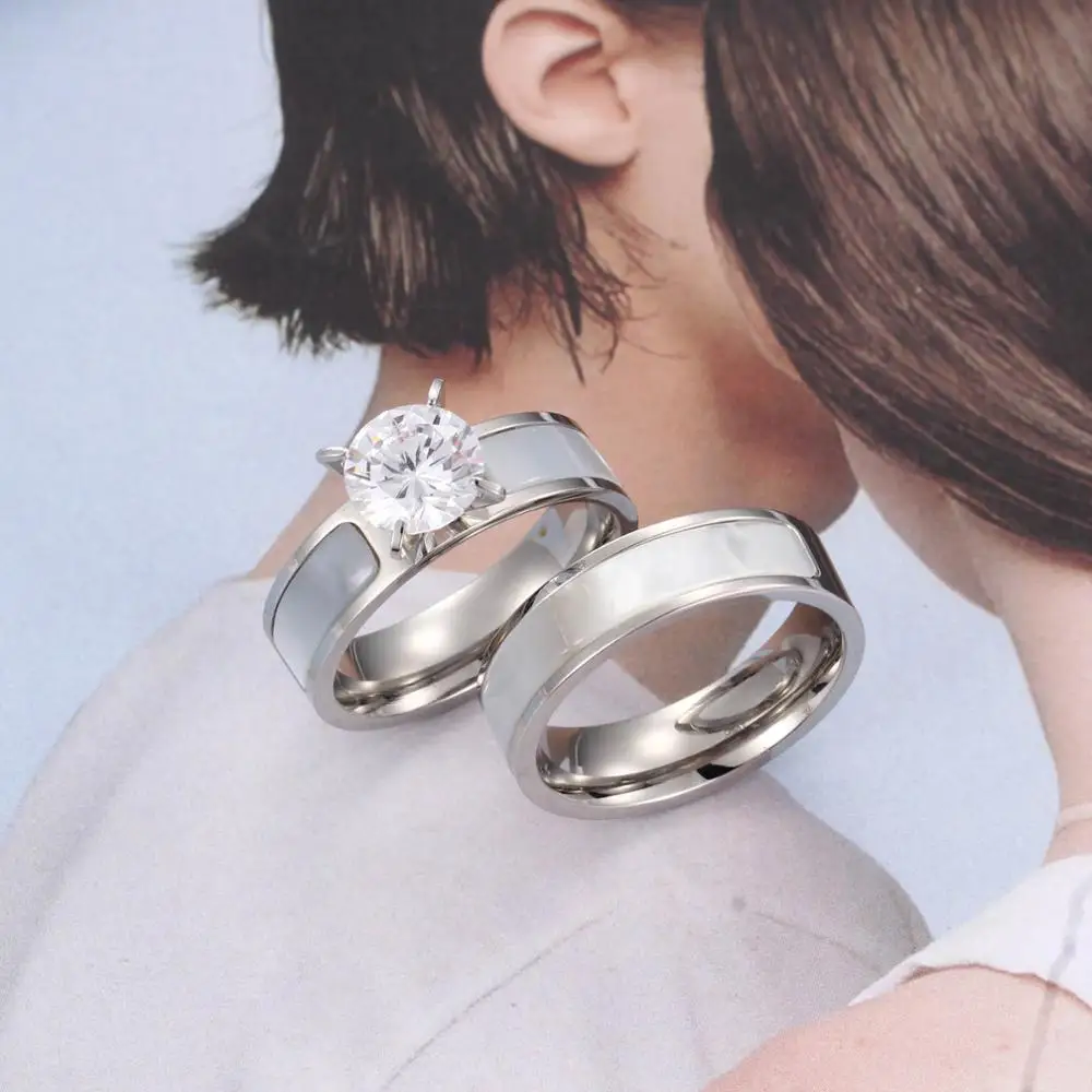 Парные обручальные кольца Kalen из нержавеющей стали золотого цвета с ракушкой и