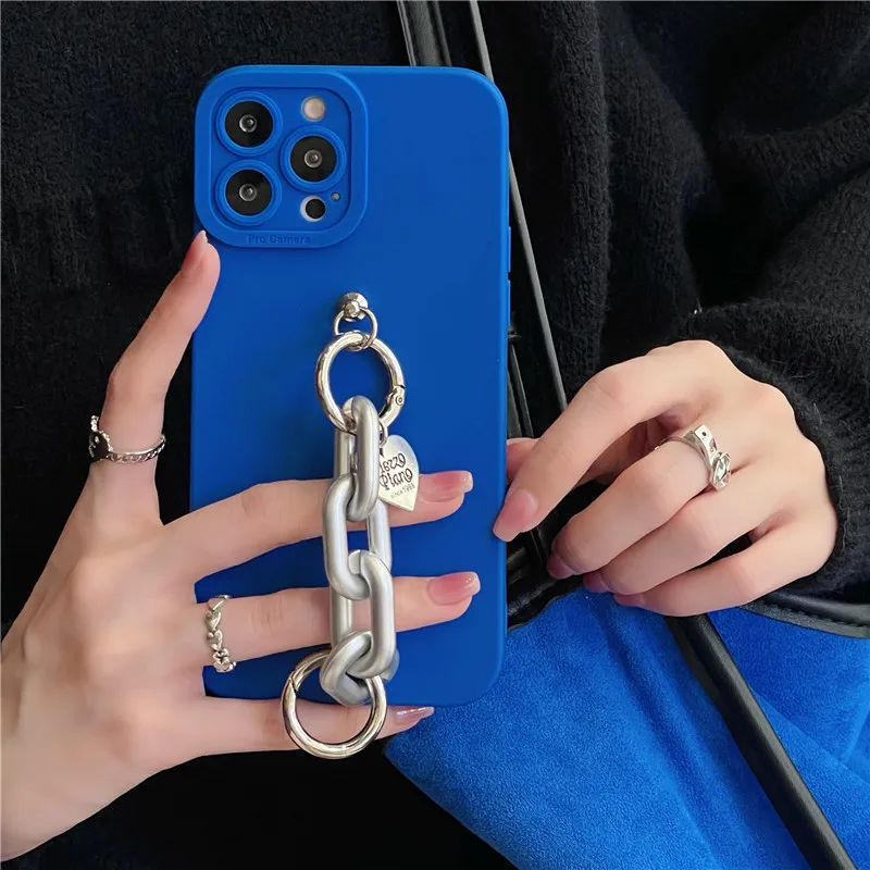 Корейский матовый мягкий чехол на запястье для iPhone 13 Pro Max 12 11 MiNi XS XR X 8 7 Plus SE 2 милый