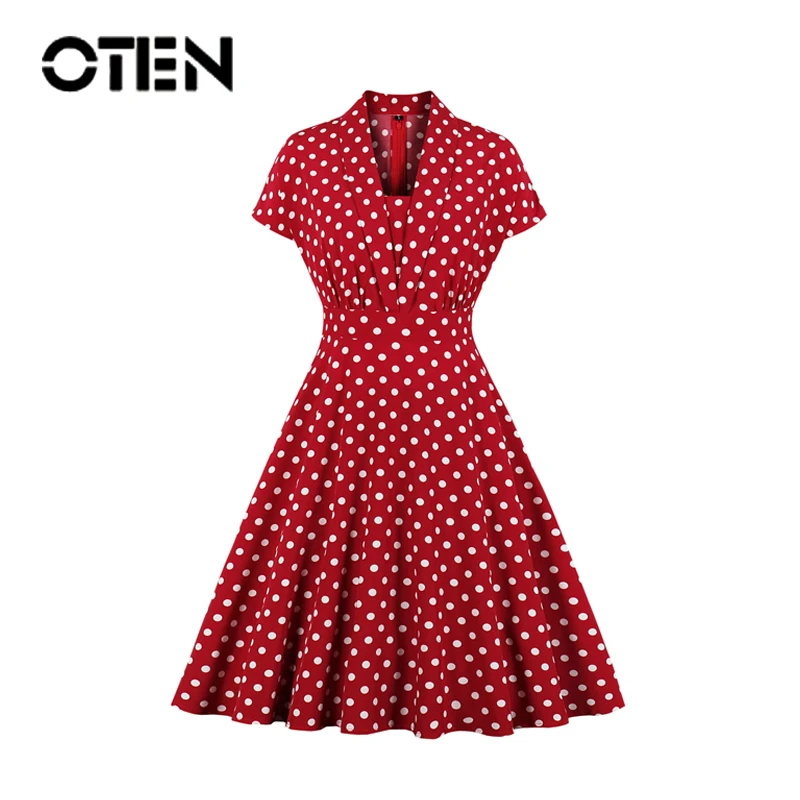 OTEN 2019 винтажное женское платье темпераментные вечерние с высокой талией